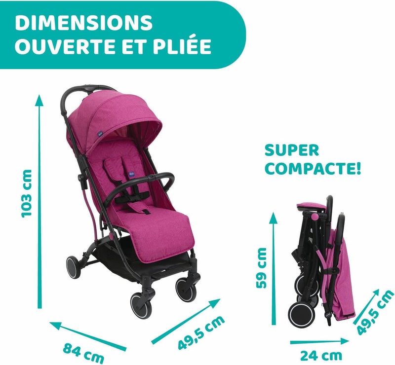 Chicco Trolleyme Stroller 0m-3y, Aurora Pink - Image 4
